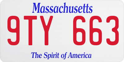 MA license plate 9TY663