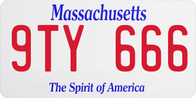 MA license plate 9TY666