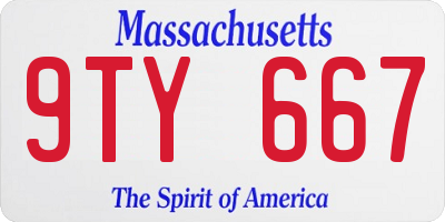 MA license plate 9TY667