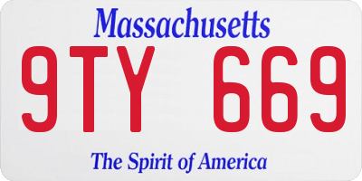 MA license plate 9TY669