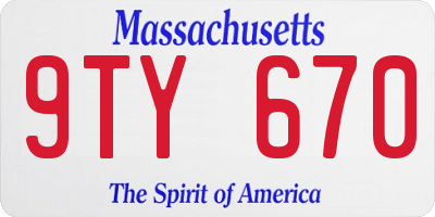 MA license plate 9TY670