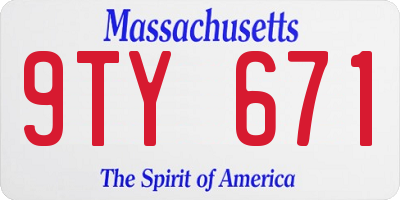 MA license plate 9TY671
