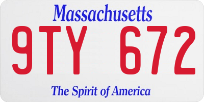 MA license plate 9TY672