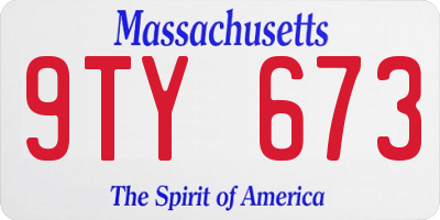 MA license plate 9TY673