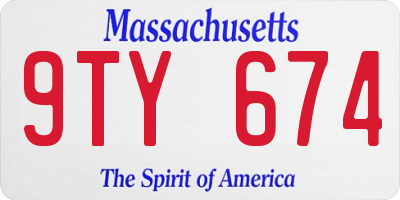 MA license plate 9TY674