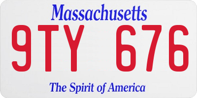 MA license plate 9TY676
