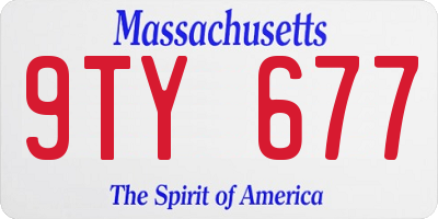 MA license plate 9TY677