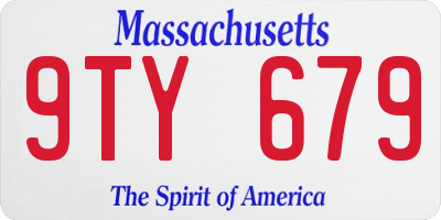 MA license plate 9TY679