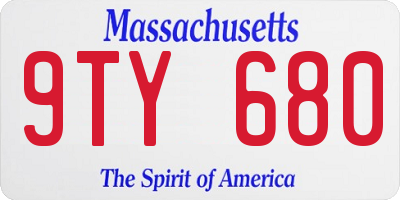 MA license plate 9TY680