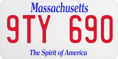 MA license plate 9TY690