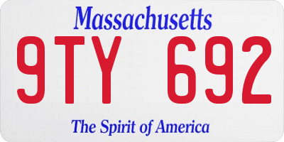 MA license plate 9TY692