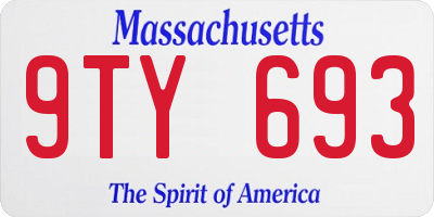 MA license plate 9TY693