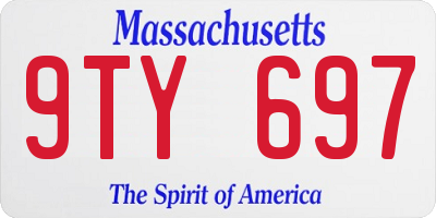 MA license plate 9TY697