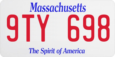 MA license plate 9TY698