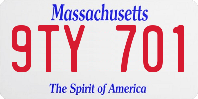 MA license plate 9TY701