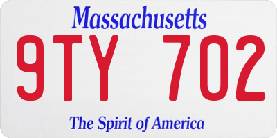 MA license plate 9TY702