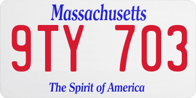 MA license plate 9TY703