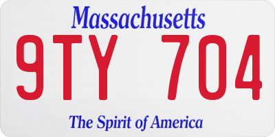 MA license plate 9TY704