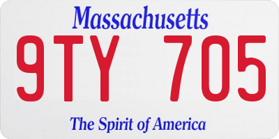 MA license plate 9TY705