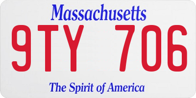 MA license plate 9TY706
