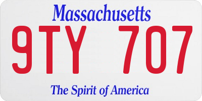 MA license plate 9TY707