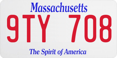 MA license plate 9TY708