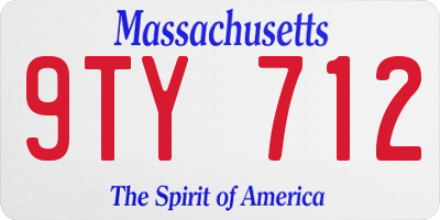 MA license plate 9TY712