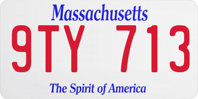 MA license plate 9TY713