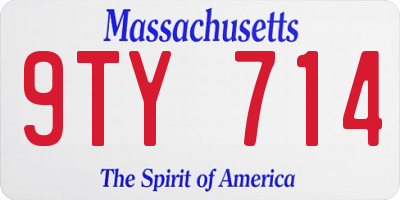 MA license plate 9TY714