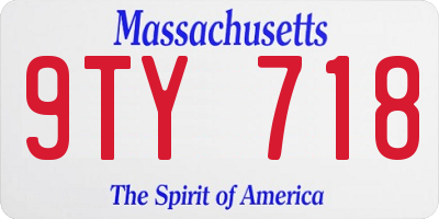 MA license plate 9TY718