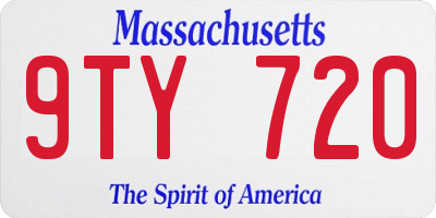 MA license plate 9TY720
