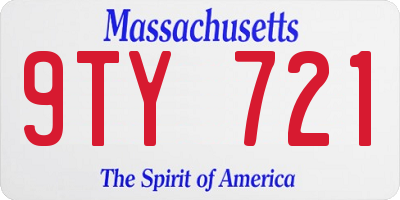 MA license plate 9TY721