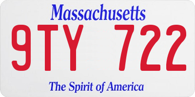 MA license plate 9TY722