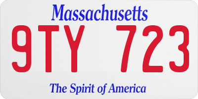 MA license plate 9TY723