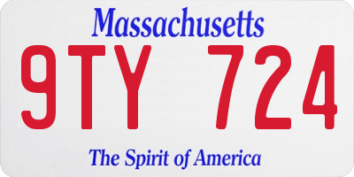 MA license plate 9TY724