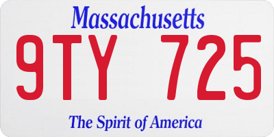 MA license plate 9TY725