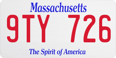 MA license plate 9TY726