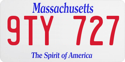 MA license plate 9TY727