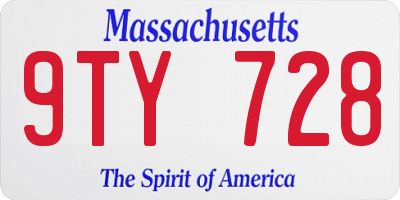 MA license plate 9TY728