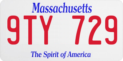 MA license plate 9TY729