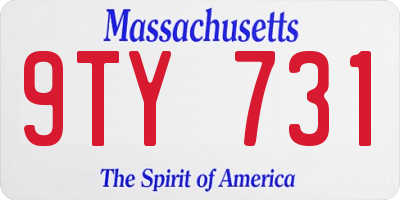MA license plate 9TY731