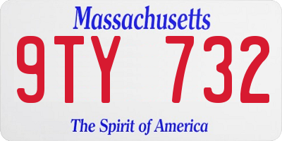 MA license plate 9TY732