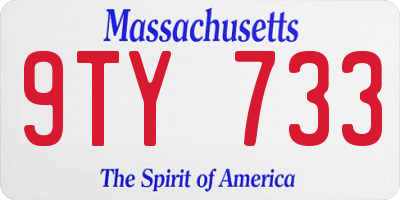 MA license plate 9TY733
