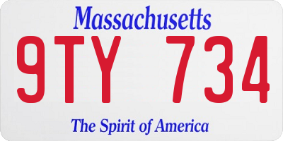 MA license plate 9TY734