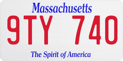 MA license plate 9TY740