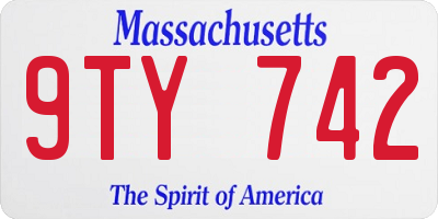 MA license plate 9TY742