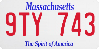 MA license plate 9TY743