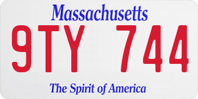 MA license plate 9TY744