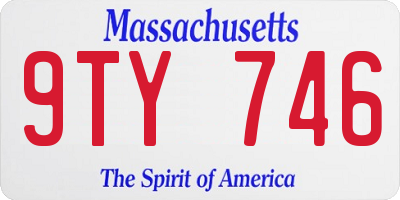 MA license plate 9TY746