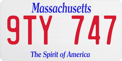 MA license plate 9TY747